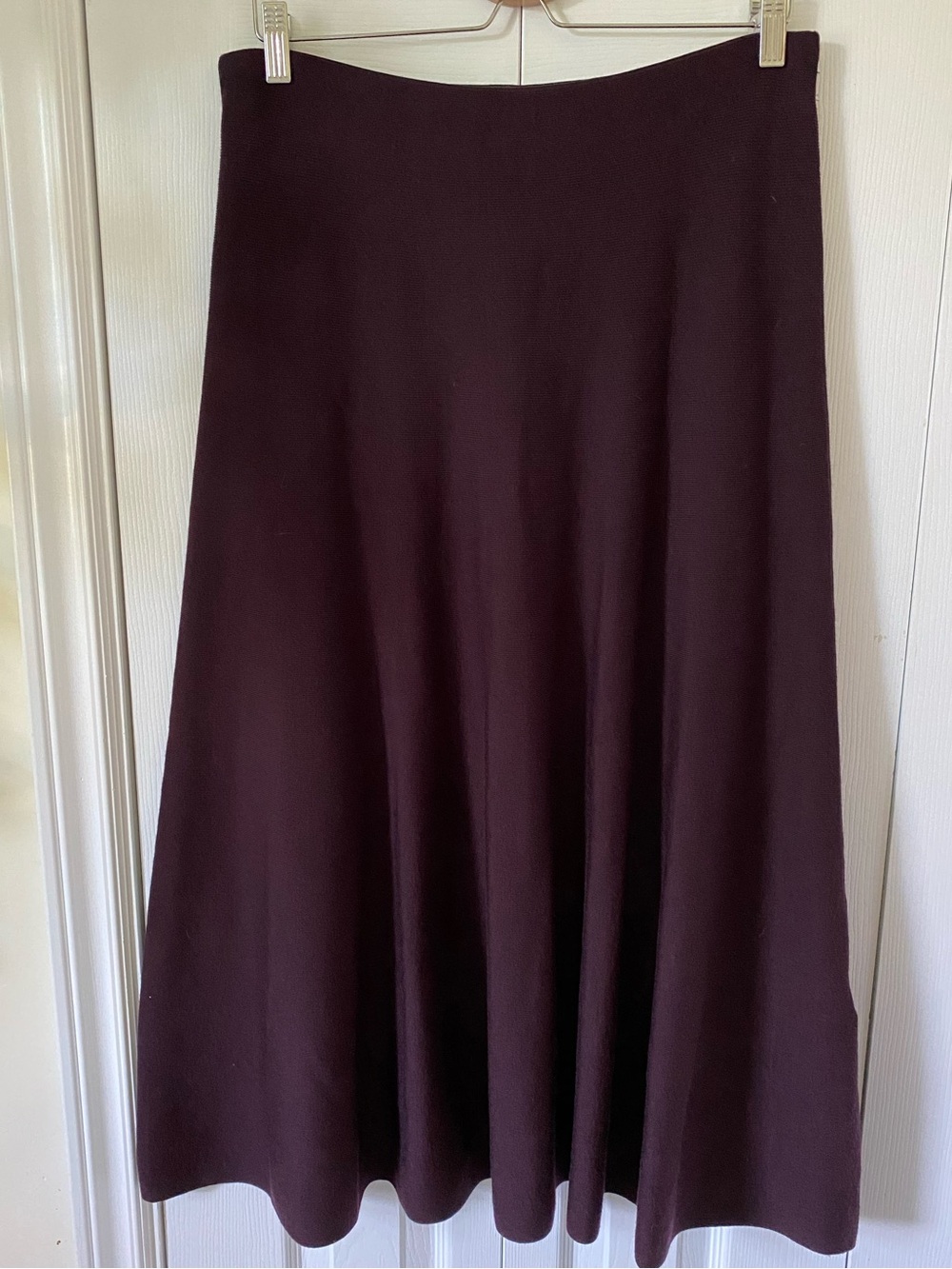COS Semicircular Stretch Wool blend Midi Skirt Flat elastic waist plum eggplant